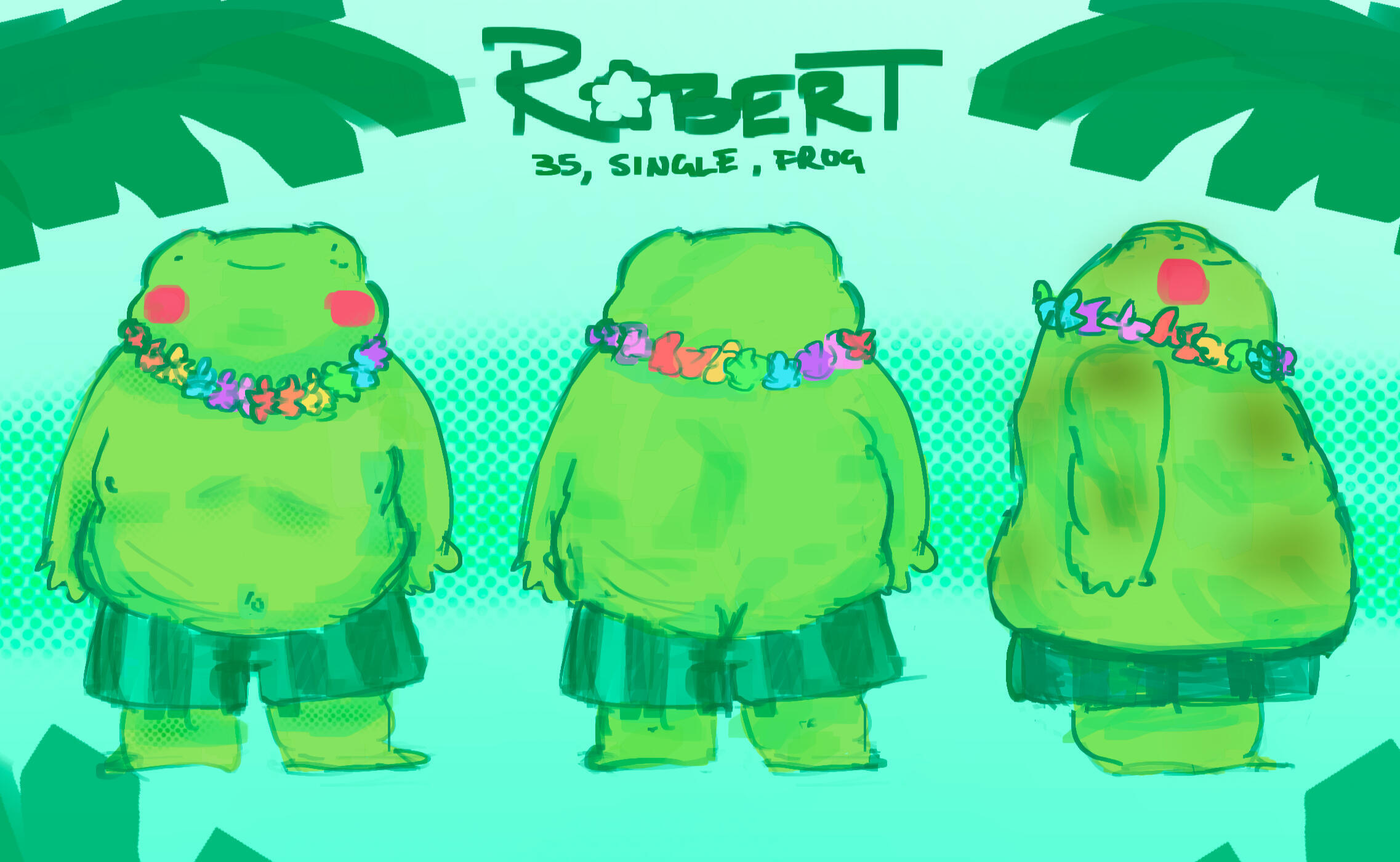 'Robert goes on Holiday!!' character turnaround.