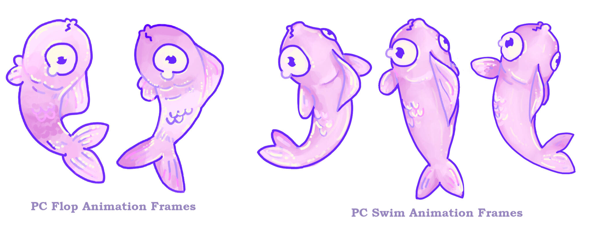 Character design, illustratin and animation frames for 48 hour game jam, with MicroJam. "FIH"
