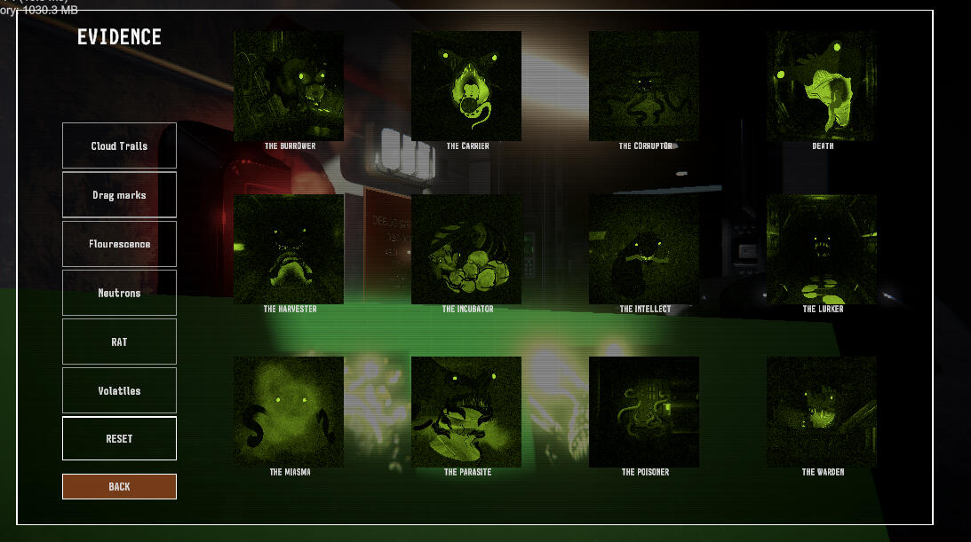 Monster selection screen in-game