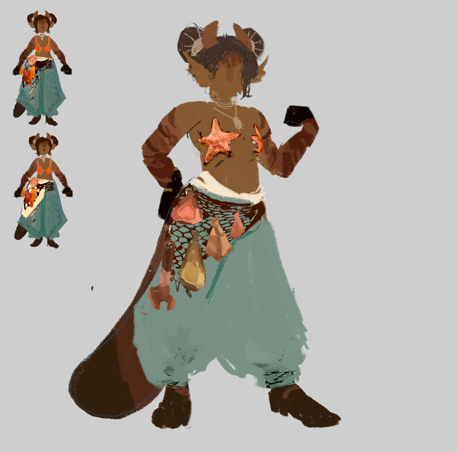 Hero pose process - first outfit pass